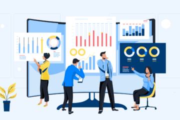 Employees analyzing the frequency and context of search terms using enterprise search analytics to guide their organization's investment decisions.